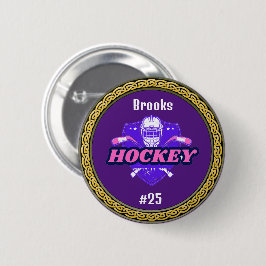Button Hockey Gear - Personlig -Add Namn # Knapp
