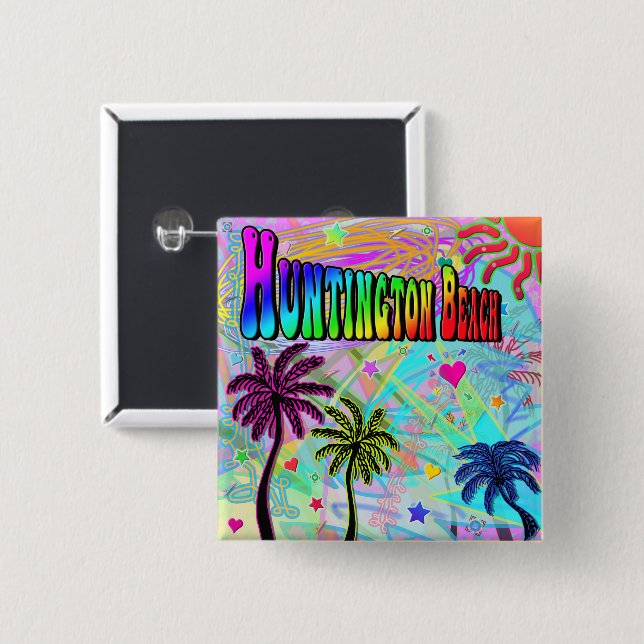 Button Huntington Beach Vivid Romantik Knapp (Framsida & baksida)
