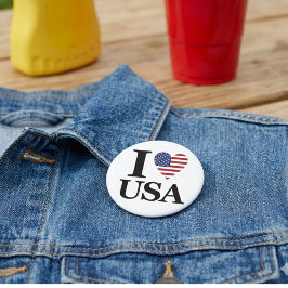 Button "I ❤️ USA" Påstående Knapp