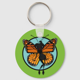 BUTTON KEYCHAIN CUTE MONARCH BUTTERFLY ROUNC BASIC NYCKELRING
