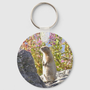 Button Keychain w/ adsible prairie hund Nyckelring