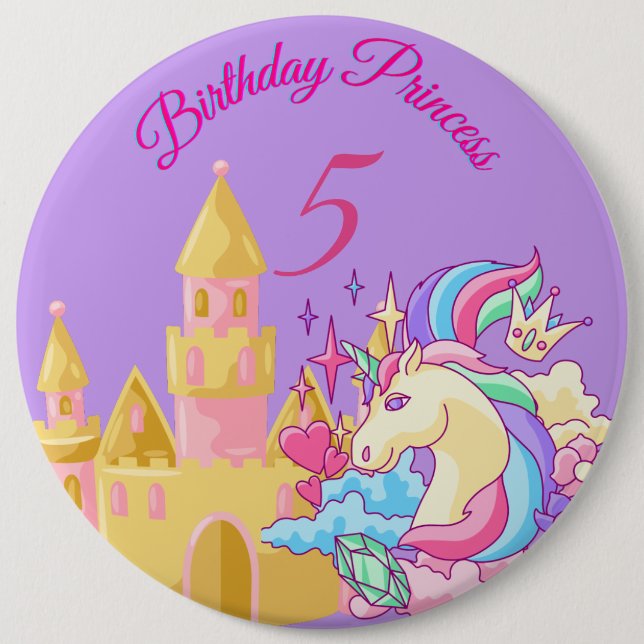 Button Lilac Birthday Princess Knapp (Framsida)