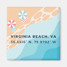 Button Magnet - Coordinates of Virginia Beach, VA