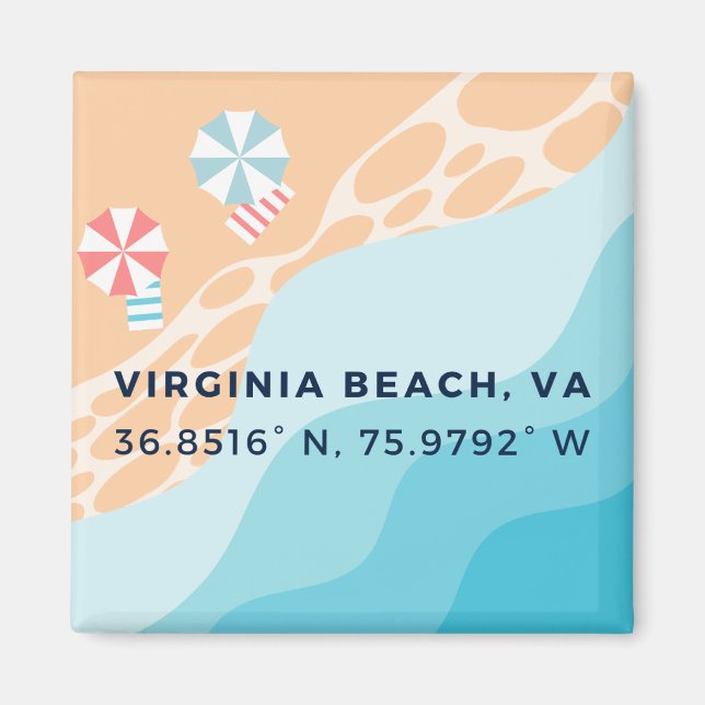 Button Magnet - Coordinates of Virginia Beach, VA (Framsidan)