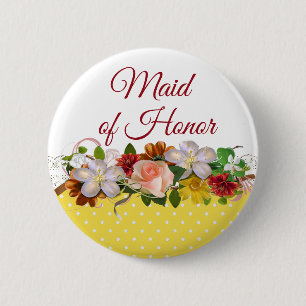 Button maid of honor Blommigt Bouquet Bröllop Knapp