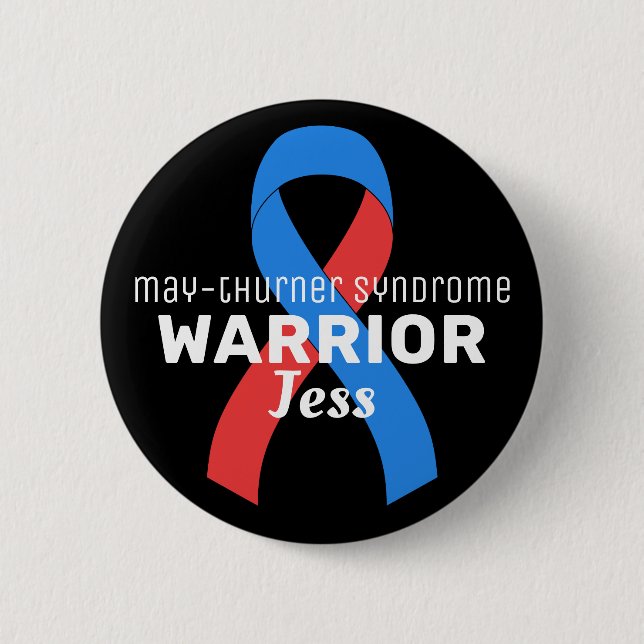 Button Mathurner Syndrome Warrior Ribbon Black Knapp (Framsida)