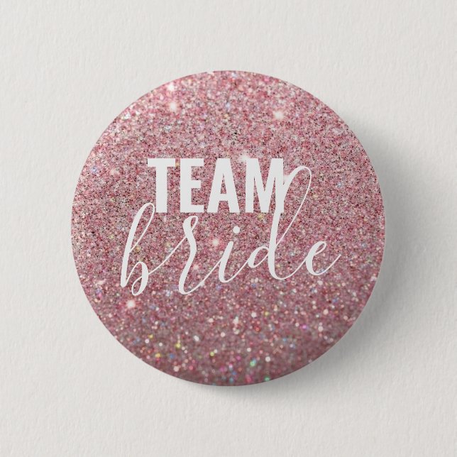 Button - Mulberry Glitter Fab Team Bride Knapp (Framsida)