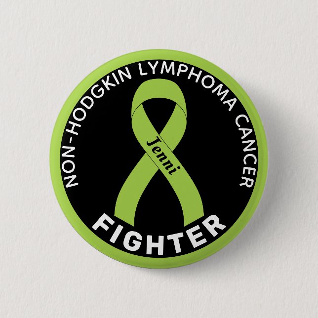 Button non-Hodgkin Lymphoma Fighter Ribbon Black Knapp (Framsida)
