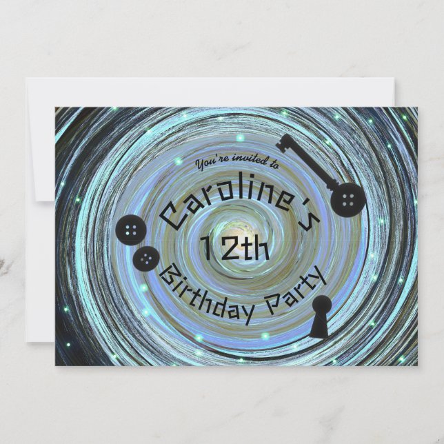 Button Ögon och Skeleton Nyckel, andra Party i vär Inbjudningar (Framsida)