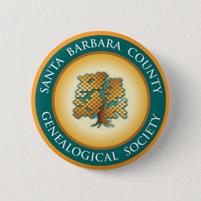 Button/Pin (Santa Barbara Genealogical Society) Knapp (Framsida)