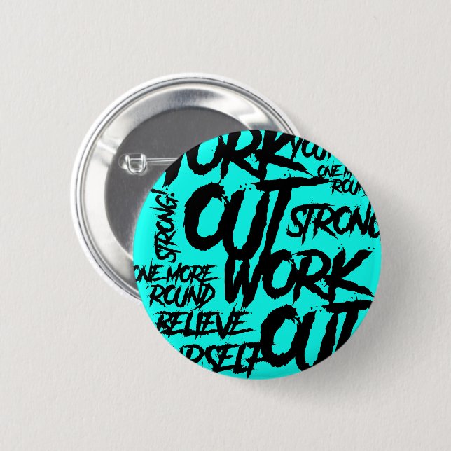 Button Pin Workout Motivation Teal Gym Badge Knapp (Framsida & baksida)