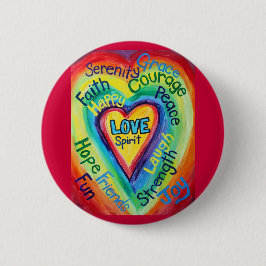 Button Rainbow Heart Spirit Ord Knapp