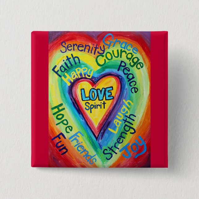 Button Rainbow Heart Spirit Ord Knapp (Framsida)