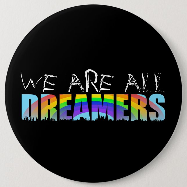 Button Rainbow Skyline Daca Dreamers Black Knapp (Framsida)