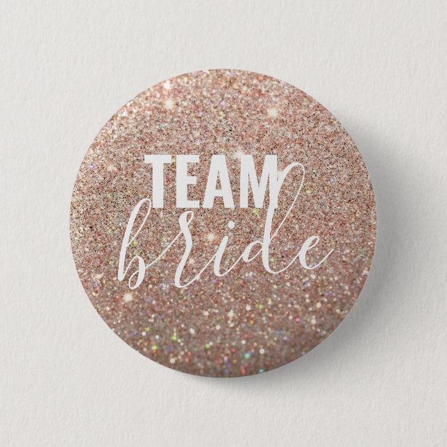 Button - Ro Guld Glitter Fab Team Bride Knapp (Framsida)