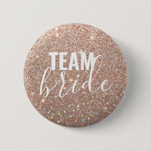 Button - Ro Guld Glitter Fab Team Bride Knapp