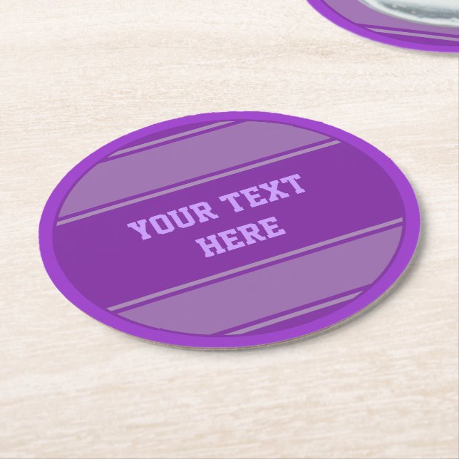 BUTTON ROUND rand lila + din text Underlägg Papper Rund (Vinklad)