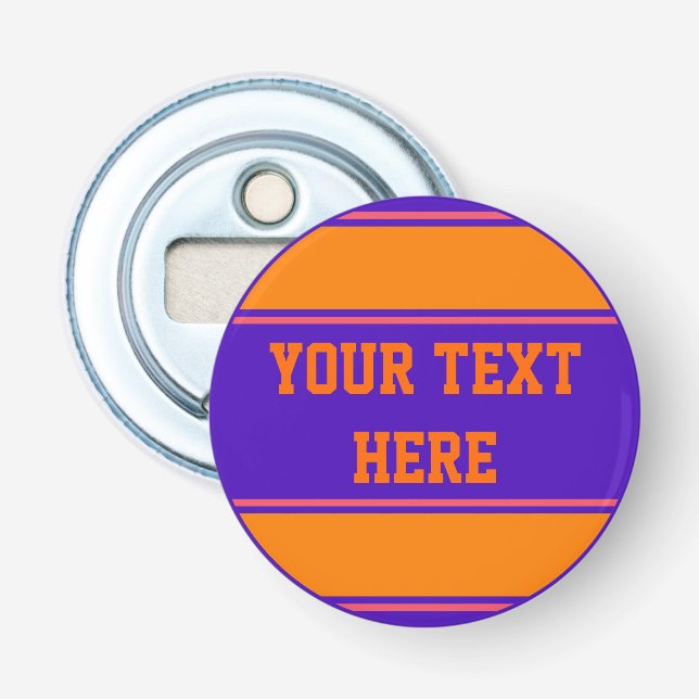 BUTTON ROUND rand orange violet + din idé Flasköppnare (Framsidan)