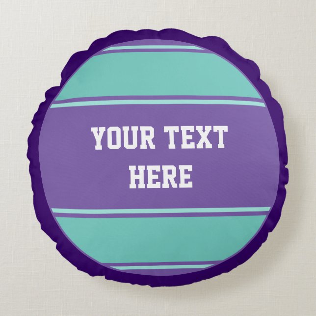 BUTTON ROUND rand violet cyan + din text Rund Kudde (Framsidan)