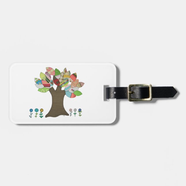 Button Träd Luggage Tag Bagagebricka (Horisontell Framsida)