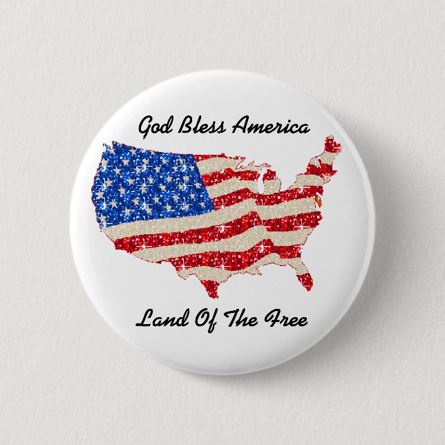 Button USA flagga Välsigna dig America Knapp (Framsida)
