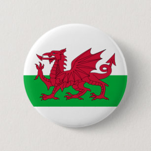 Button - Welsh Flagga Knapp