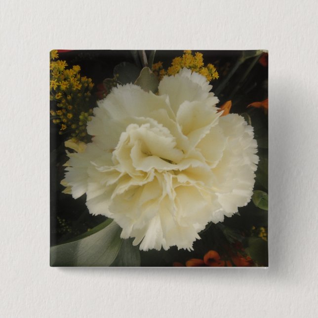Button White Carnation Beauty Knapp (Framsida)