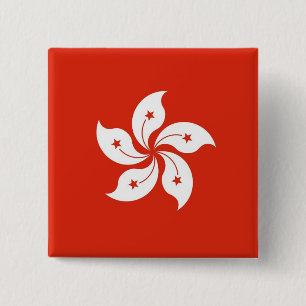 Button with Flagga of Hong Kong, China Knapp