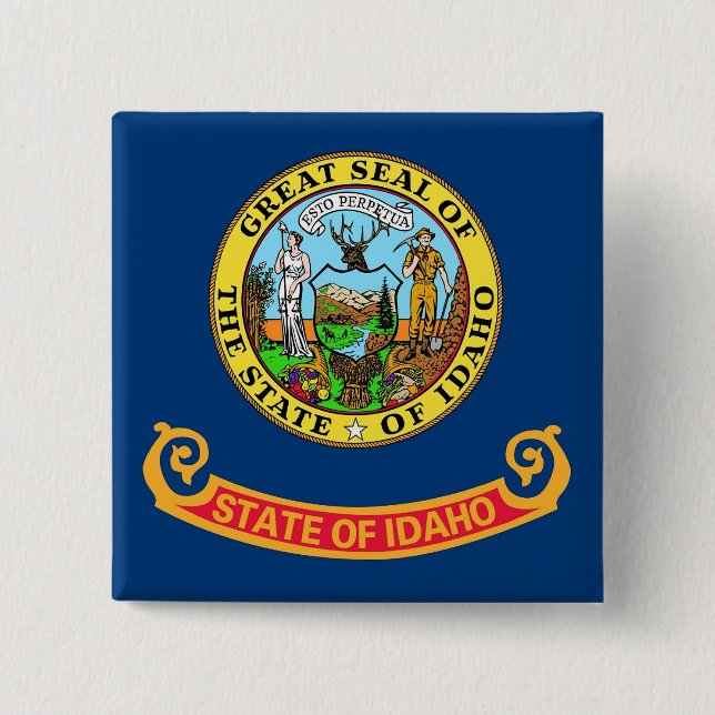 Button with Flagga of Idaho Knapp (Framsida)