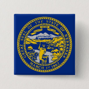 Button with Flagga of Nebraska Knapp