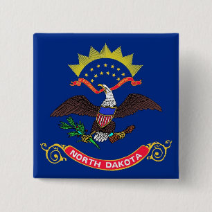 Button with Flagga of North Dakota Knapp