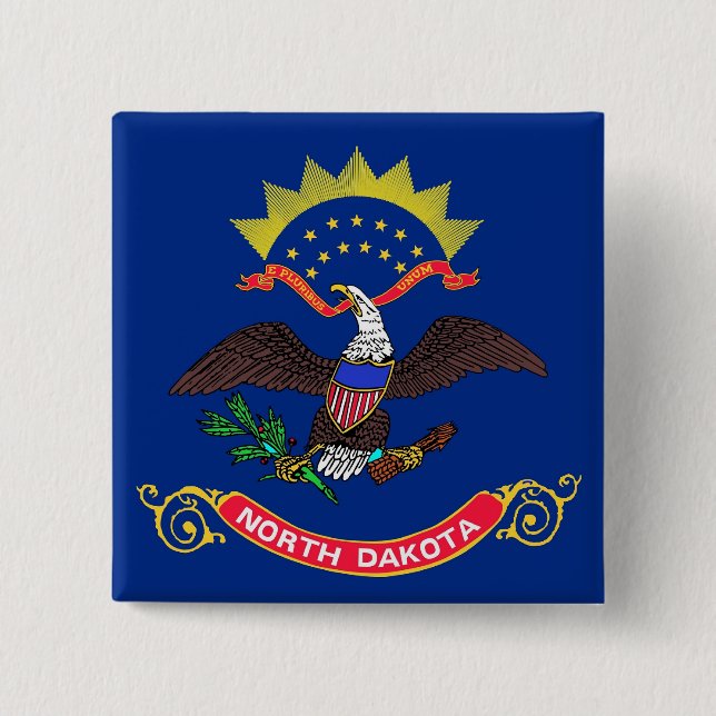 Button with Flagga of North Dakota Knapp (Framsida)
