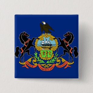 Button with Flagga of Pennsylvania Knapp
