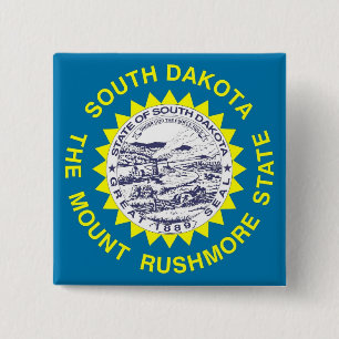 Button with Flagga of South Dakota Knapp