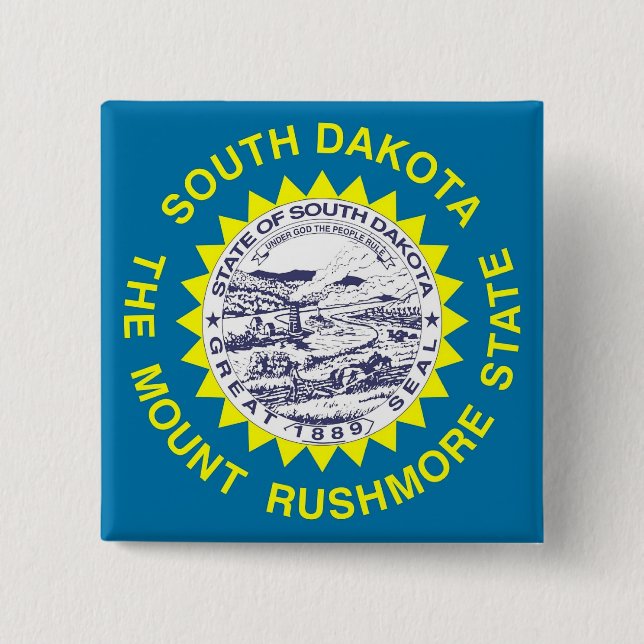 Button with Flagga of South Dakota Knapp (Framsida)