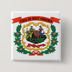 Button with Flagga of Väster Virginia Knapp