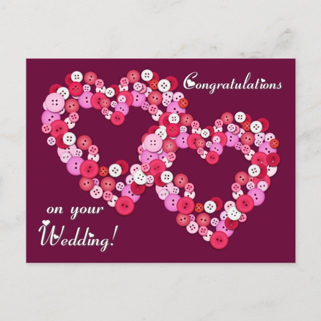 Buttonised hjärtor vykort (Framsida)