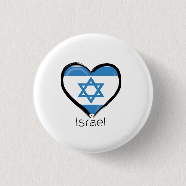 Buttons Israel Flagga Heart Kärlek Knapp (Framsida)