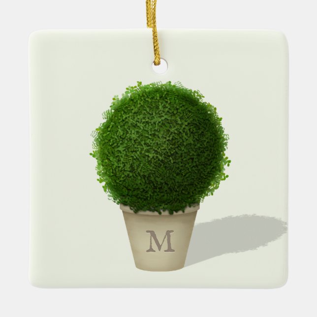 buxbom boll topiary träd anpassningsbar julgransprydnad keramik (Framsida)
