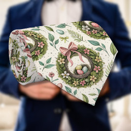 Buxbom julkrans rosa band med ägg slips