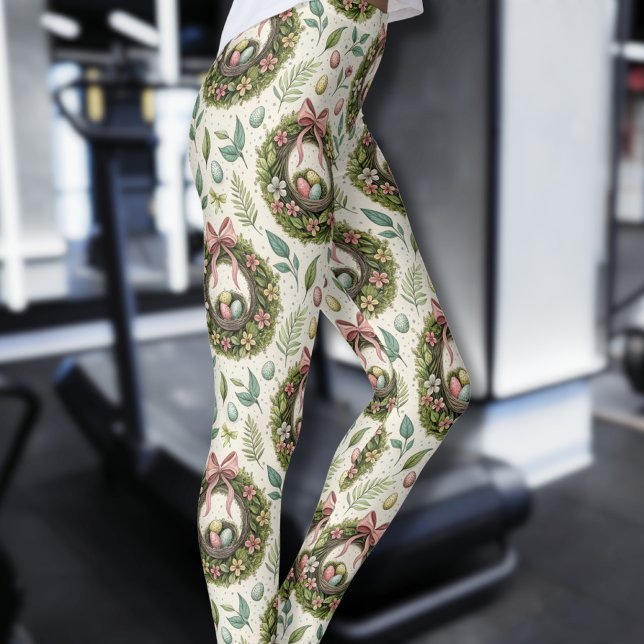 Buxbom påskkrans rosa band med ägg leggings (Skapare uppladdad)