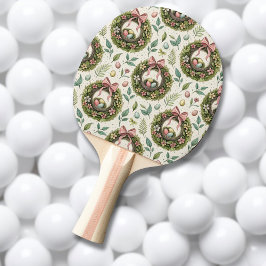 Buxbom påskkrans rosa band med ägg pingisracket