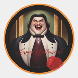 Buxom Count Dracula Halloween Sticker Runt Klistermärke