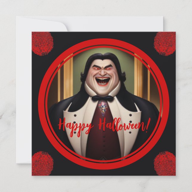 Buxom Count Dracula Happy halloween-kort Julkort (Framsida)