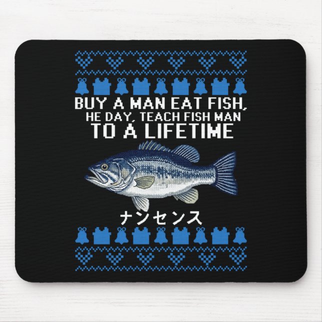 Buy A Man Eat Fish Funny Ugly Christmas Sweaters L Musmatta (Framsidan)