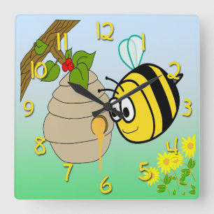 Buy Bee Cute Barn Square Clock Fyrkantig Klocka