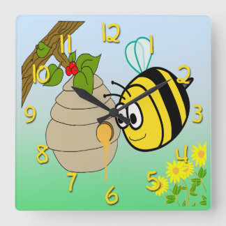 Buy Bee Cute Barn Square Clock Fyrkantig Klocka