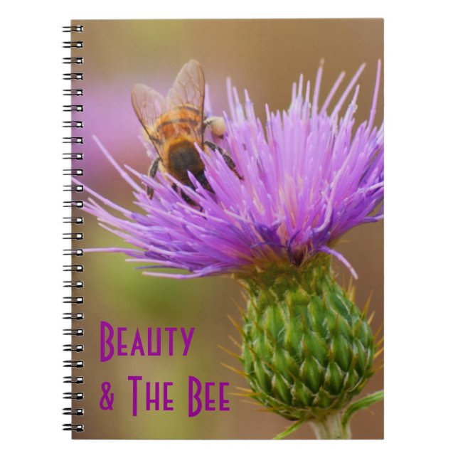 Buy Bee Lila Thistle Flower Photo Template Anteckningsbok (Framsidan)