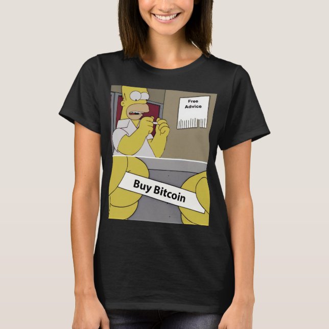Buy Bitcoin Meme |Funny Crypto Cartoon Art T-Shirt (Framsida)