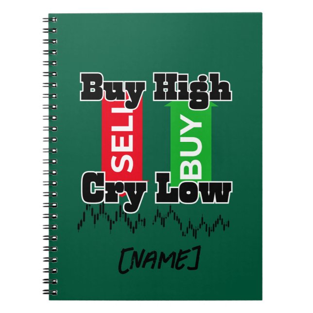 “Buy High Cry Low – Funny Forex Trader T-Shirt” Anteckningsbok (Framsidan)